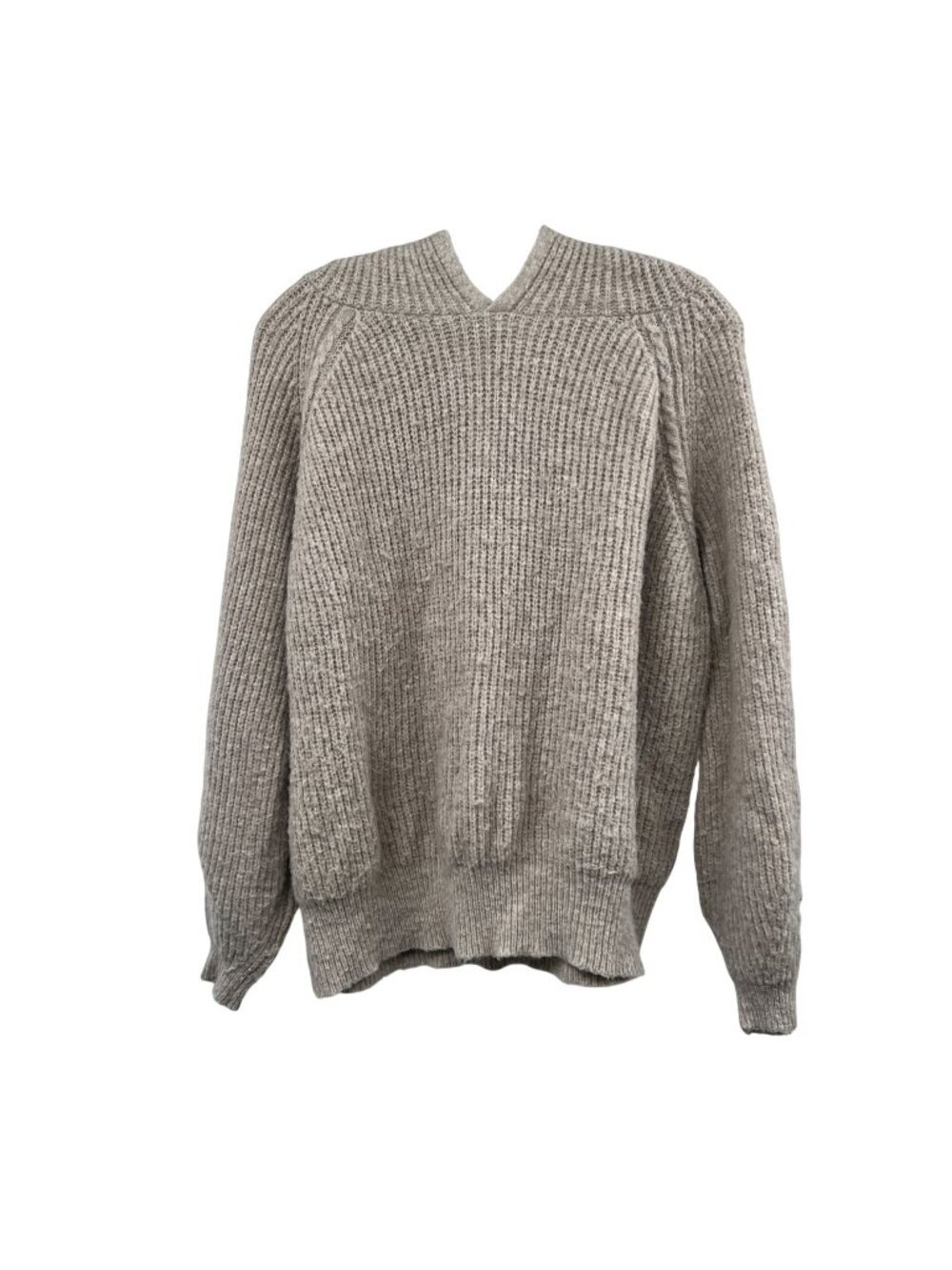 Blu Ivy Womens Pullover Hooded Sweater Ribbed Knit Beige Size M/L